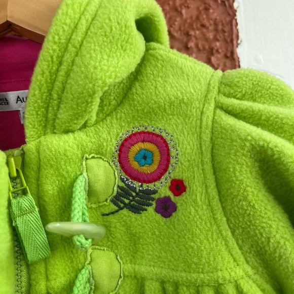 Marks & Spencer Baby Y2K Fleece Neon Green Jacket With Flowers Size 12-18 Months - Picture 8 of 10